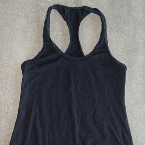 Lululemon Cool Racerback Athletic Tank Top. Plain black with delicate ruffle